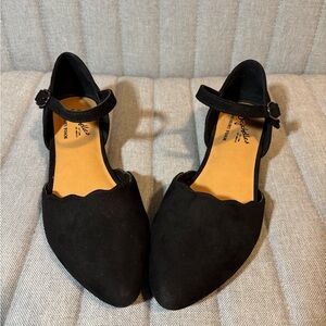 Seychelles Black Flats with Ankle Strap